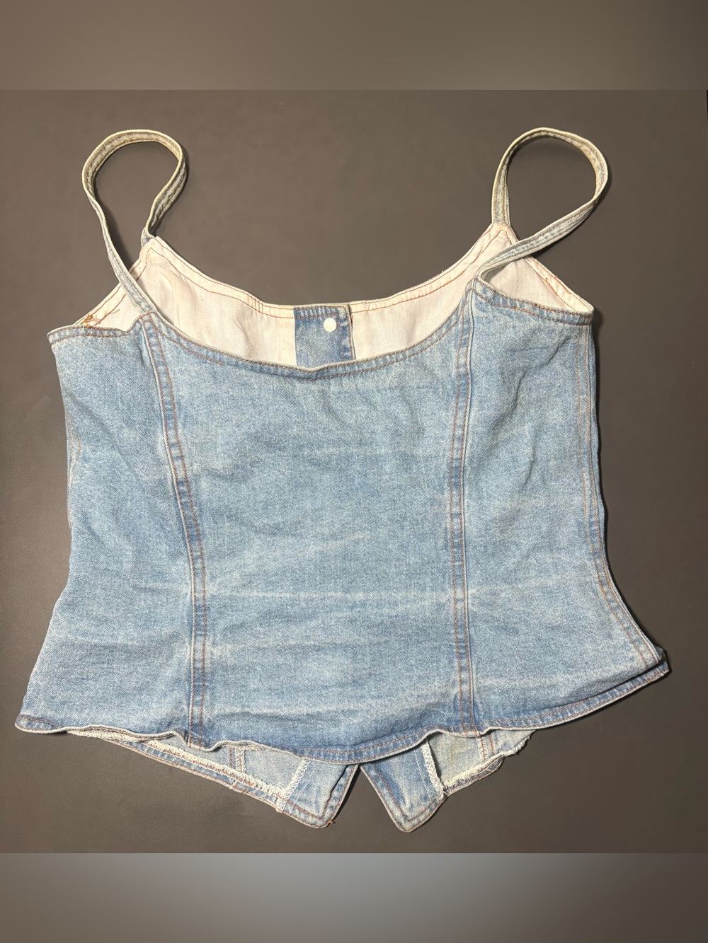 SCARLETT Vintage y2k Denim Button-Front Spaghetti Strap Top - Picture 2 of 9